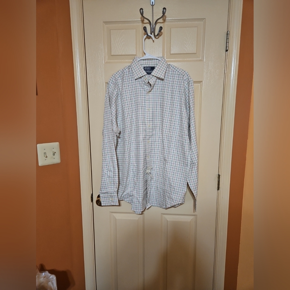 Mens Plaid Ralph Lauren Regent Classic Fit Long Sleeve Button Up Sz L 16 1/2 NWT